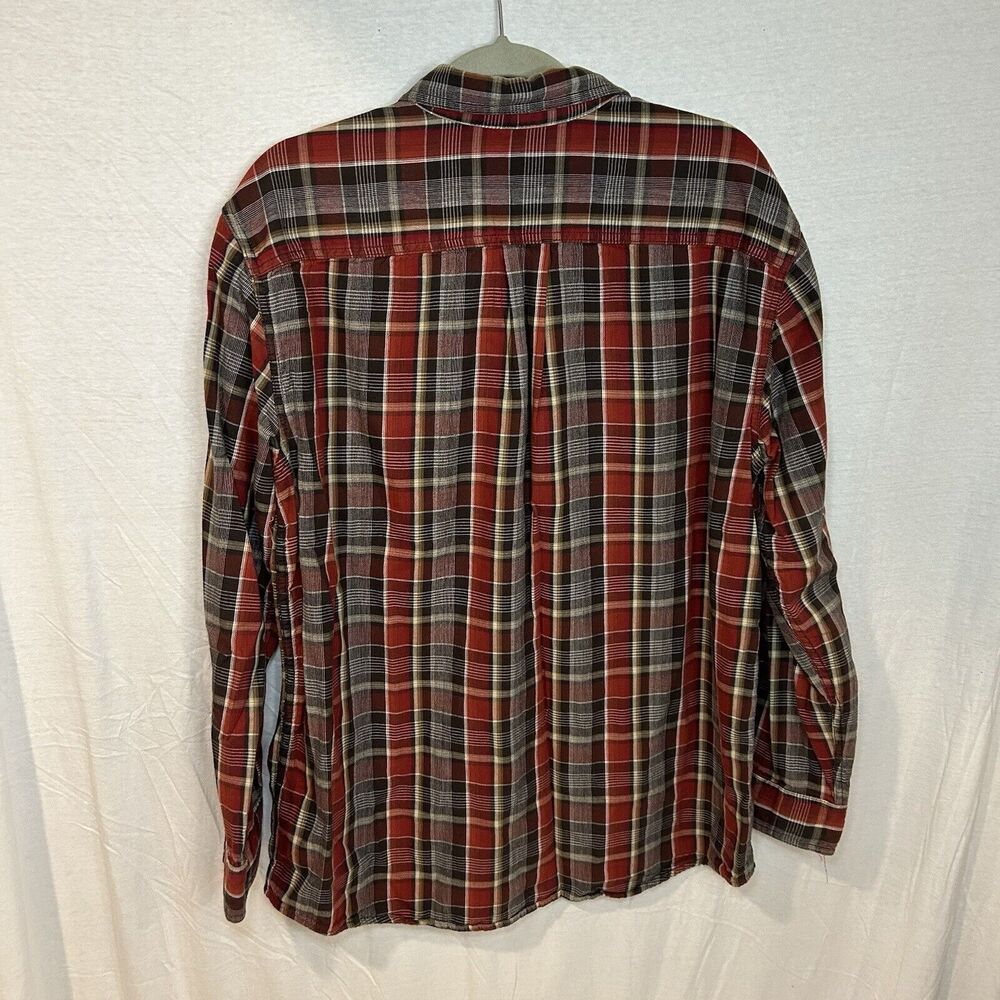 Outdoor Life Flannel Plaid Long Sleeve Men's Size Large Red White Brown Black - Picture 2 of 7